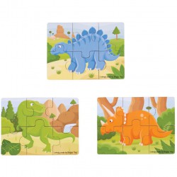 Set 3 puzzle lemn dinozauri